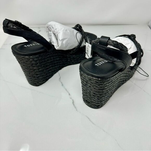 Torrid Strappy Raffia Platform Wedge- Size 12WW - Picture 6 of 15